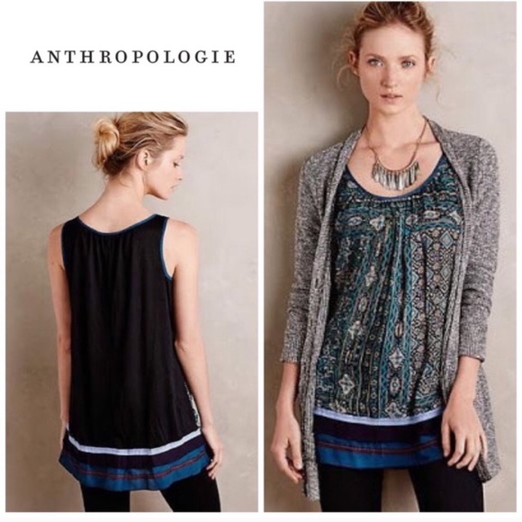 {Anthro} One September 'Azul Palms Cayman' Tank Oversized XS - Picture 1 of 11